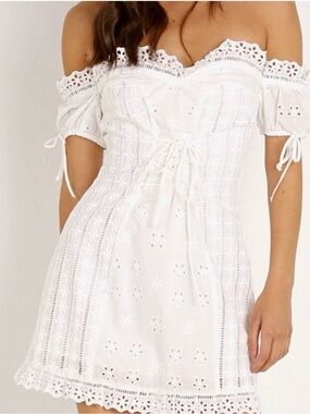 Anabelle Eyelet For Love And Lemons Lace-Up Mini Dress